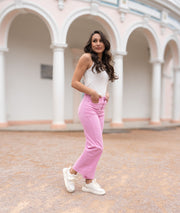 Pantalon flare Flarenza rose tenue complète