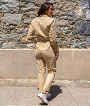 Combinaison style bleu de travail Cot beige de dos