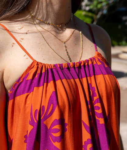 Robe fluide à motifs Drin orange détail avant