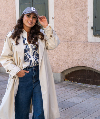 Trench long Milo ecru de face tendance femme Autome - Hiver 2024-2025