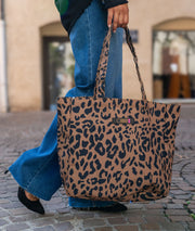 Tote Bag à imprimé léopard main