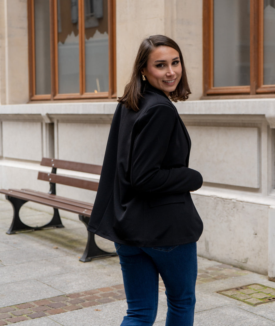 Blazer habillé uni Smocky noir de coté