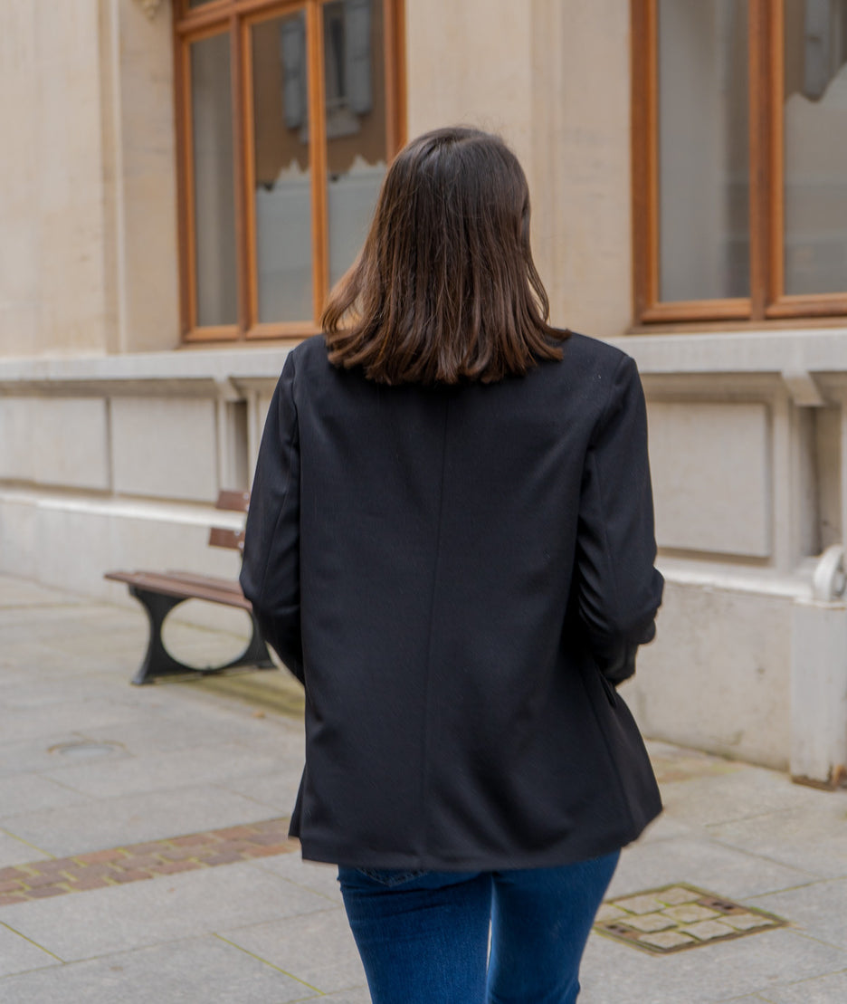 Blazer habillé uni Smocky noir de dos