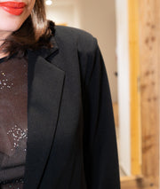 Blazer habillé uni Smocky noir détail col