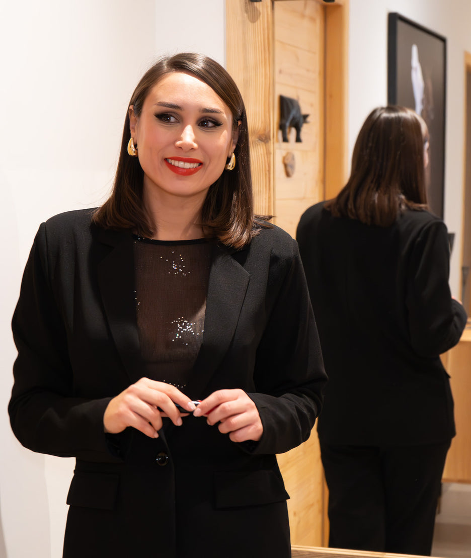 Blazer habillé uni Smocky noir avant 2