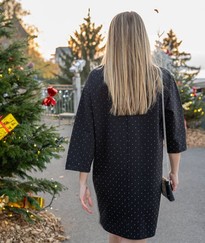 Robe courte noire à strass noir face arrière