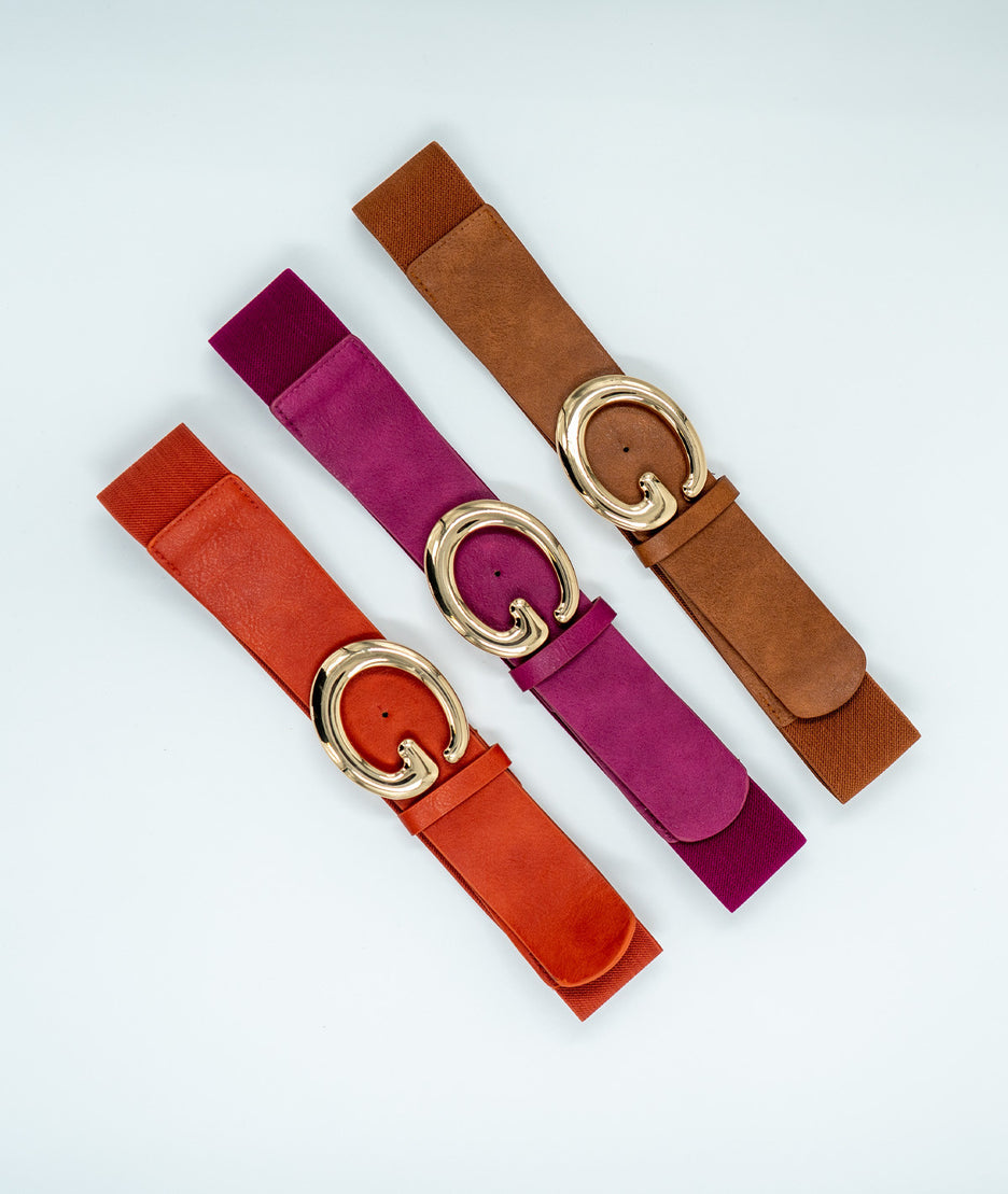 Ceinture bi-matière large avec boucle "G"