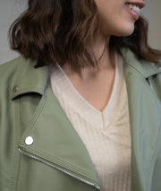 Veste Perfecto en Simili Cuir kaki détail avant