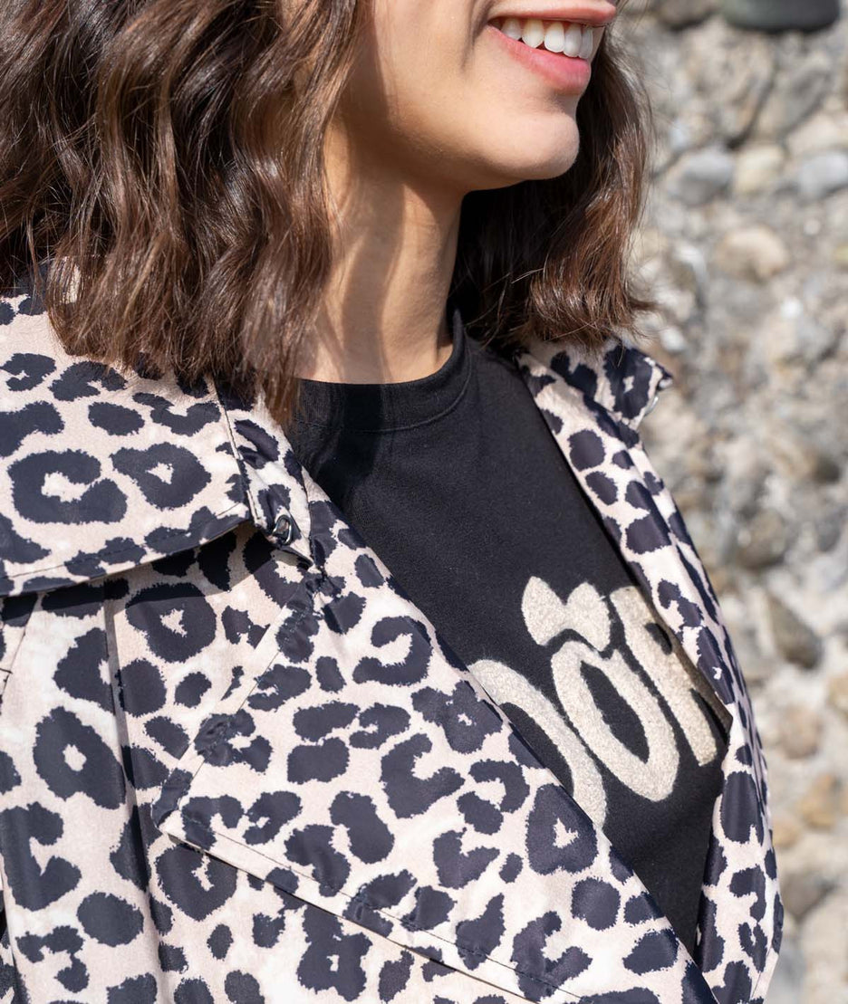 Trench imprimé leopard mi-saison détails