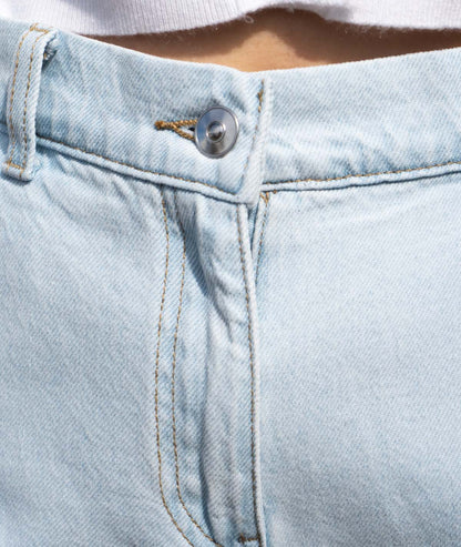 Tean large taille haute Taylor jean clair détail avant