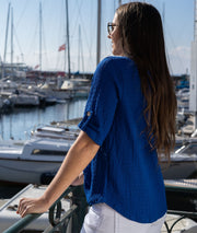 Top à manches 3/4 Tilka bleu roi côté