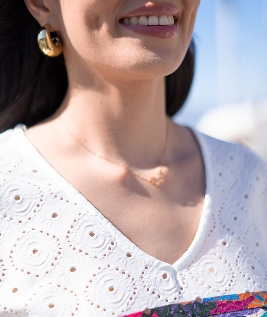 T-shirt ajouré imprimé floral blanc détails