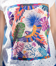 T-shirt ajouré imprimé floral blanc détails
