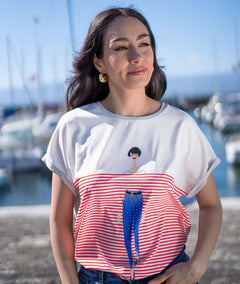 T-shirt fantaisie à rayures Mariou de face