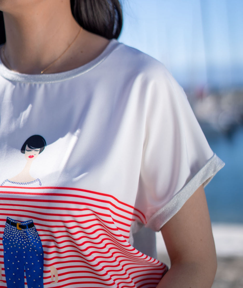 T-shirt fantaisie à rayures Mariou détails