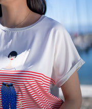 T-shirt fantaisie à rayures Mariou détails