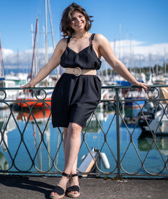 Combinaison short fluide noir face