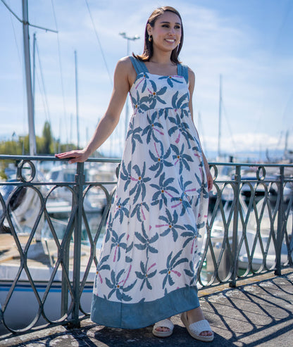 Robe longue Veko bleu face