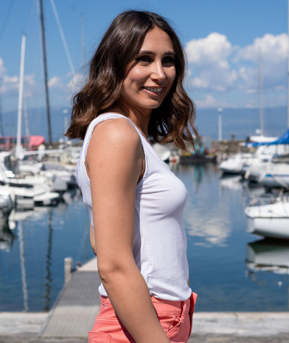 Débardeur dentelle blanc côté