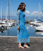 Robe longue Resileo bleu coté