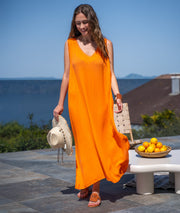 Robe longue ample Unia orange tenue complète