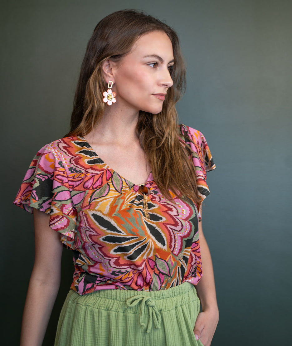 T-shirt à motif colorés Bora face avant