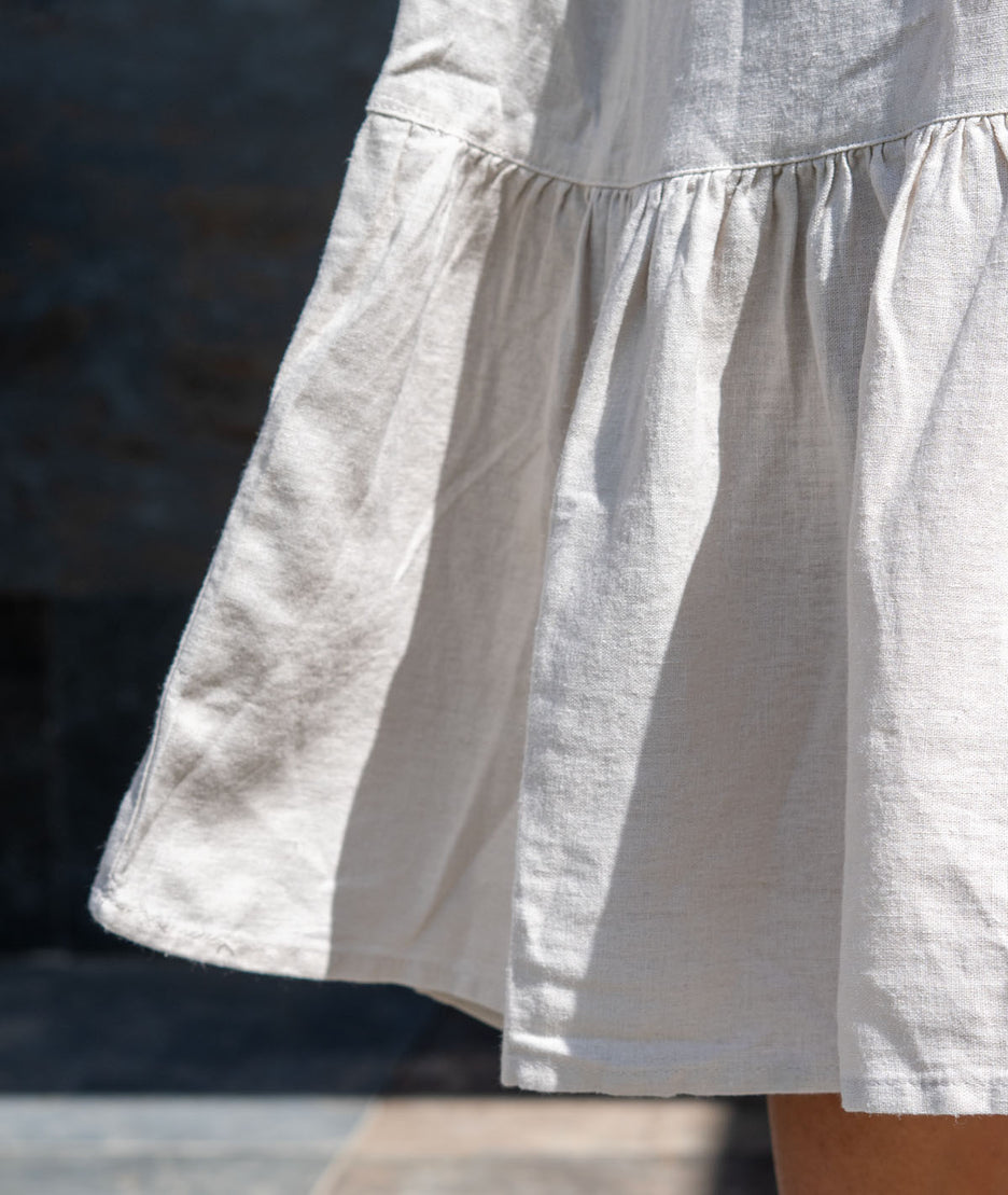 Robe midi à bretelles Sounea beige détails