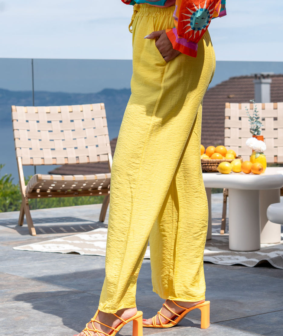 Pantalon fluide Léa jaune côté