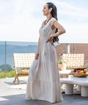 Robe longue bohème Reno - beige