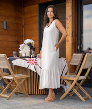 Robe mi-longue Solon blanc face avant