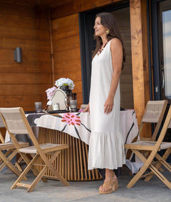 Robe mi-longue Solon blanc côté
