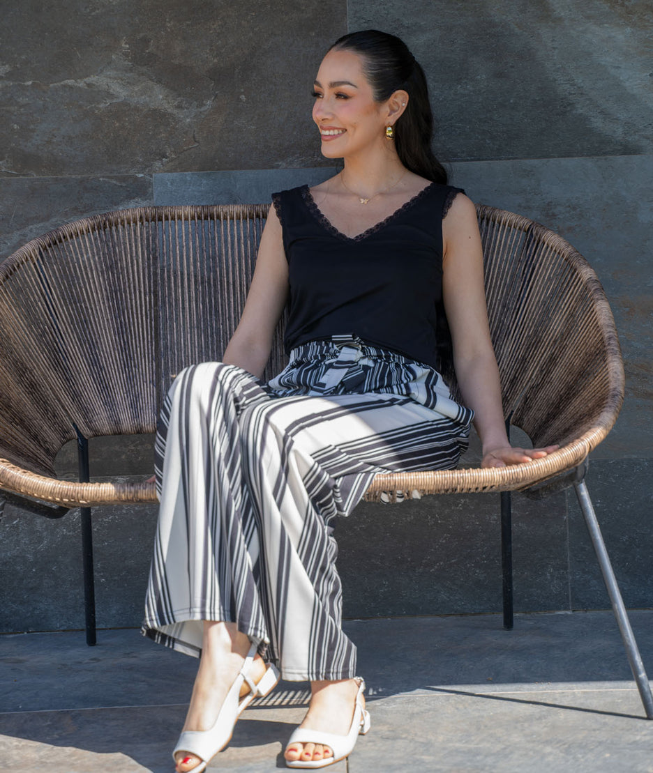 Débardeur dentelle noir tenue complète