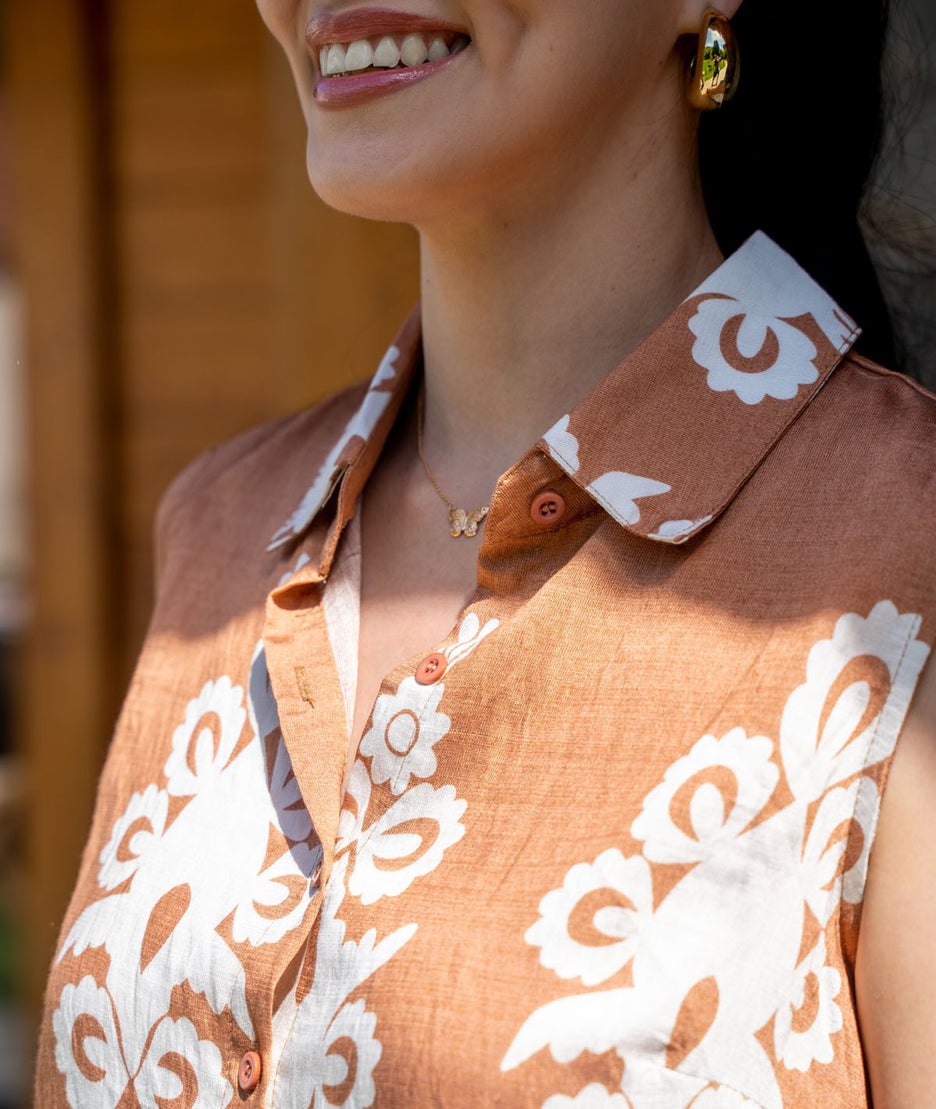 Ensemble short Beatrice camel détails