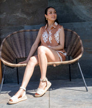 Ensemble short Beatrice camel ambiance