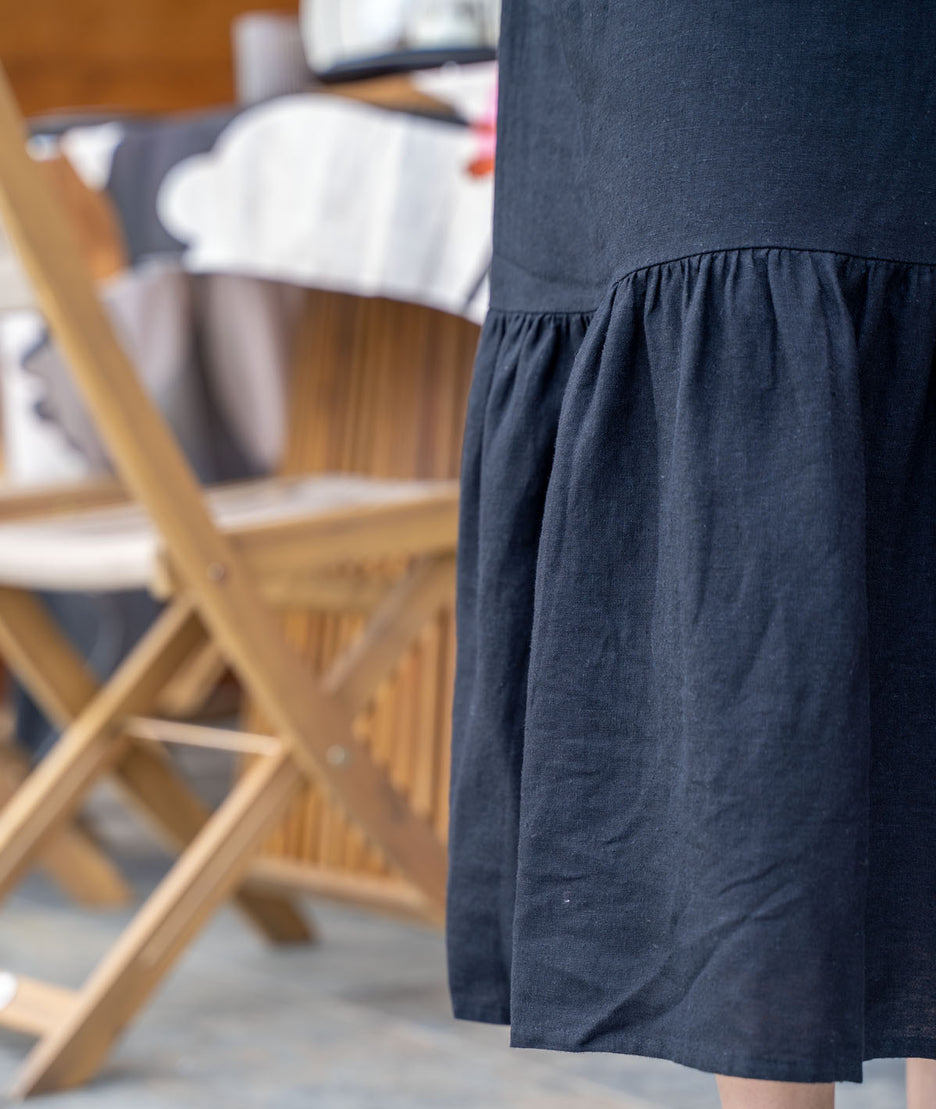 Robe mi-longue Solon noir détails