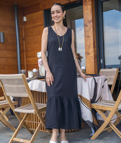 Robe mi-longue Solon noir face