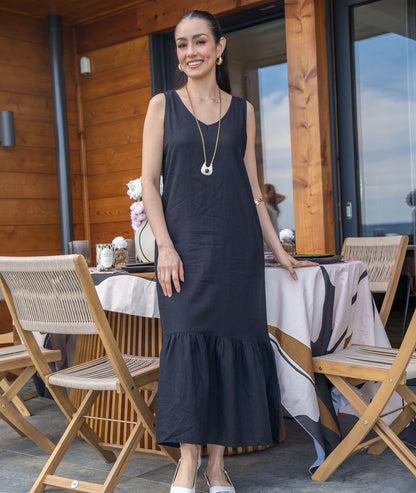 Robe mi-longue Solon noir face