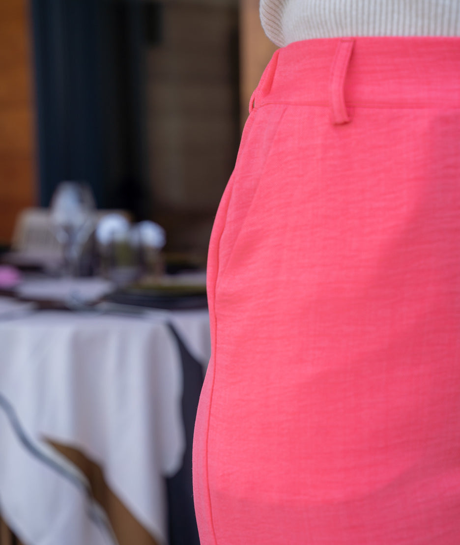 Pantalon fluide d'ensemble Tia couleur corail détails