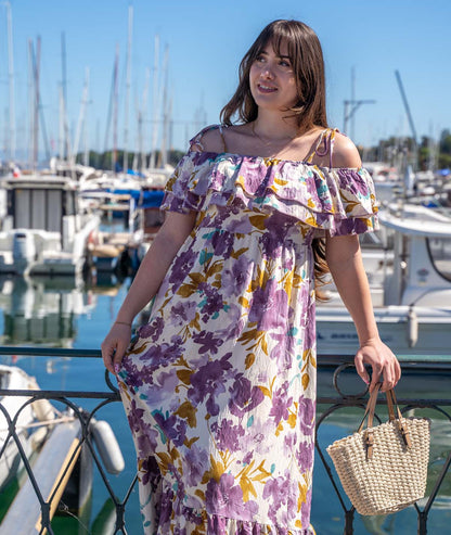 Robe longue Gaby violet face