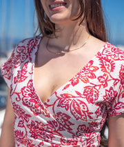 Robe courte à broderies Rodon rouge détails
