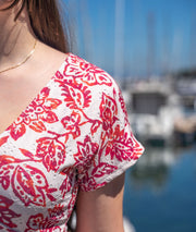 Robe courte à broderies Rodon rouge détails