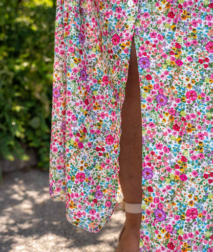 Jupe longue motif fleuri détail fente