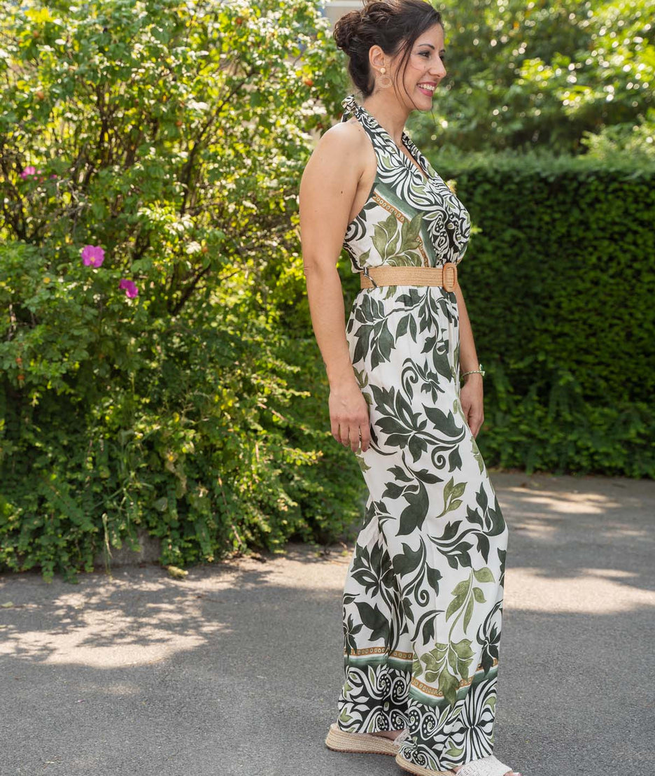 Combinaison dos-nu Audrey vert côté