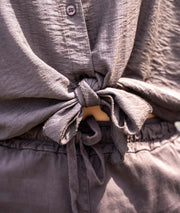 Chemise fluide Nona marron détail noeud