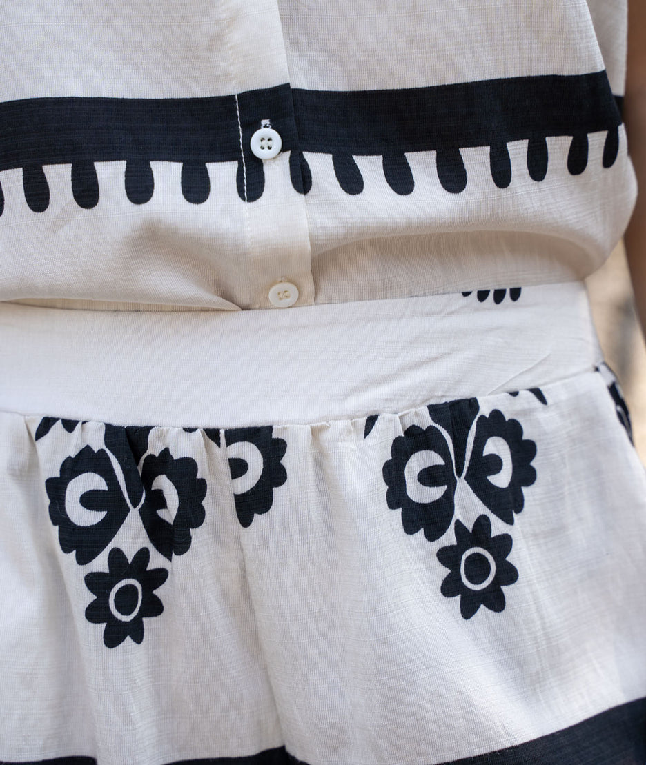 Ensemble short Beatrice blanc détail ceinture