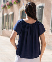 T-shirt col bardot Leabo marine dos 2