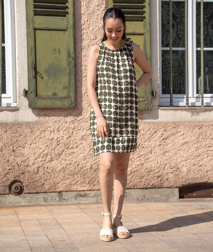 Robe courte Rond kaki face