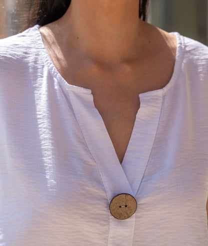 Débardeur effet lin Kool blanc détails