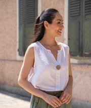 Débardeur effet lin Kool blanc face