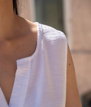 Débardeur effet lin Kool blanc détails